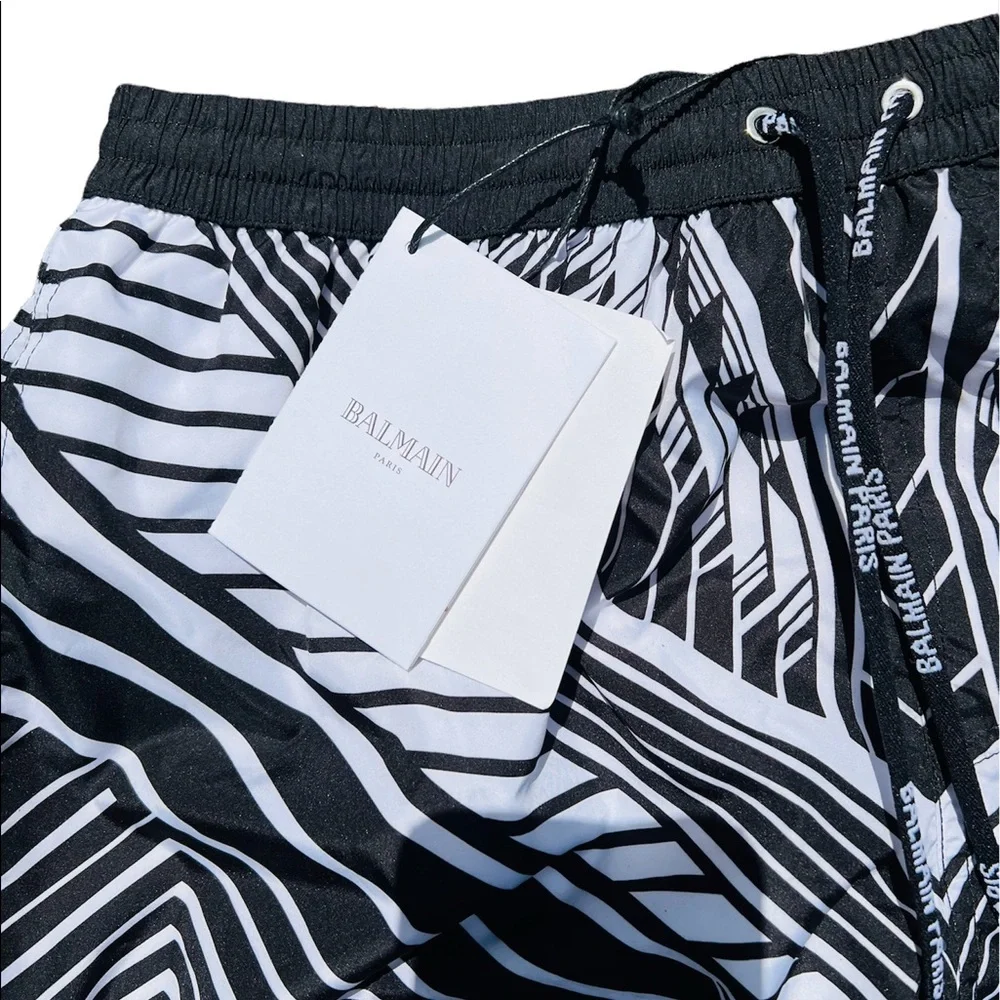 BALMAIN**Men’s Black & White Swim Shorts***Med. $445 - Picture 2 of 3